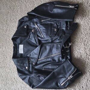 Deadwood Cropped Moto Black Leather Jacket